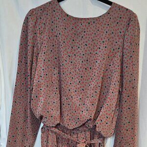 Vintage Jordan Ari Dress, Size 12, Red/blue Specks,  Matching Belt